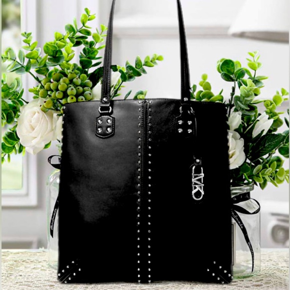 Michael Kors Astor Large Studded Leather Tote Bag Color Black ✨New With Tags - Picture 2 of 13